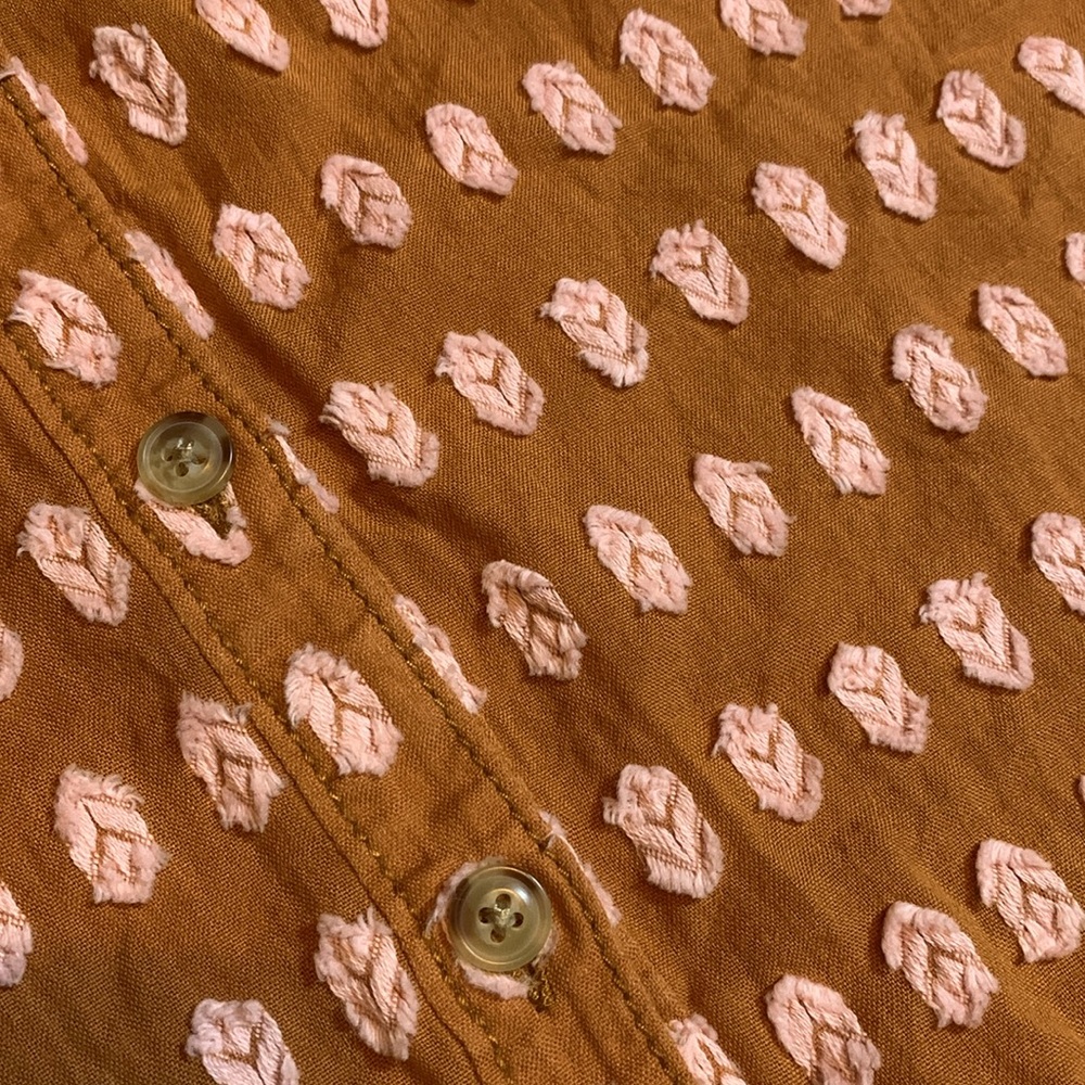 Anthropologie Rust Orange Printed Peasant Blouse - Picture 15 of 16